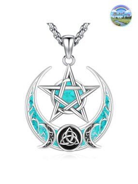 Pentagram Necklace Wiccan Amulet S925 Sterling Silver Pendant Jewelry